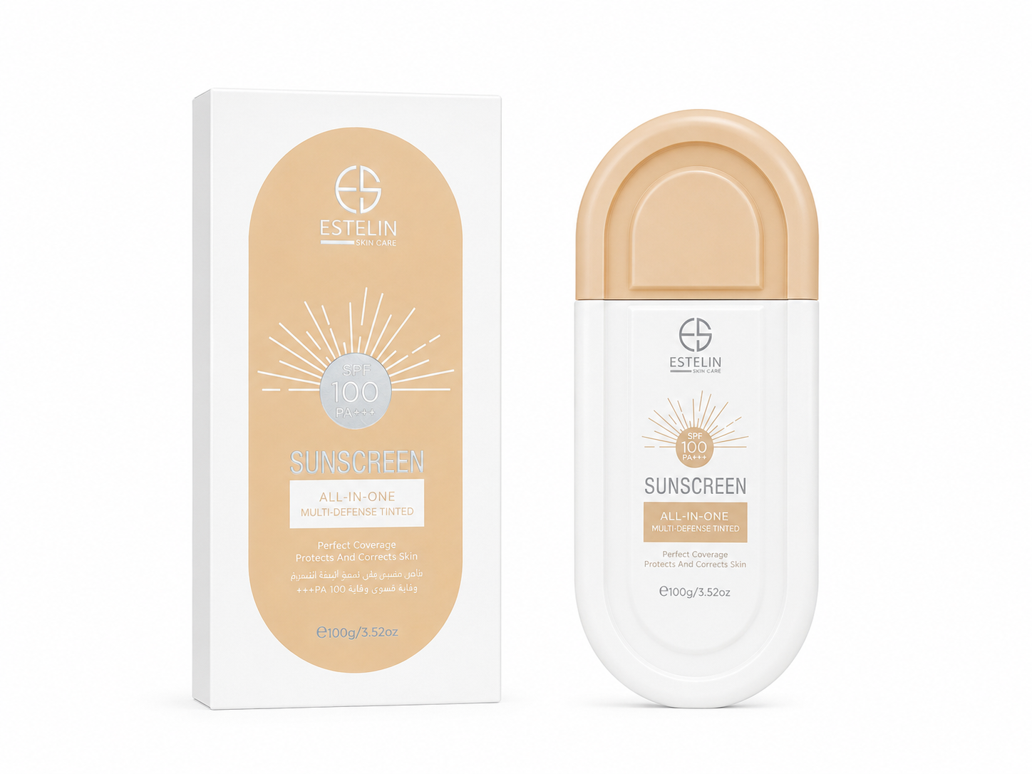 ضد آفتاب رنگی استلین بژ (کرم) SPF100 با پوشش طبیعی پوست ۱۰۰ میل