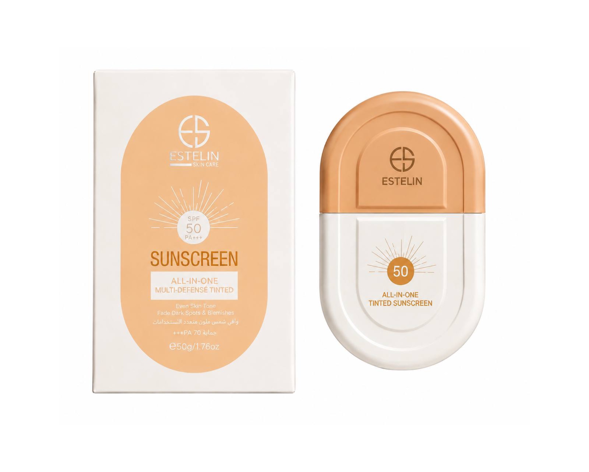 ضد آفتاب رنگی استلین بژ (کرم) SPF۵۰ با پوشش طبیعی پوست۵۰ میل